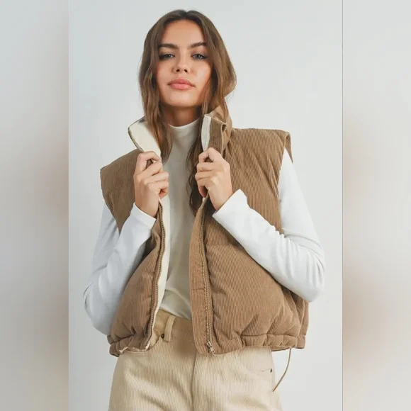 Corduroy Puffer Vest - Picture 2 of 5
